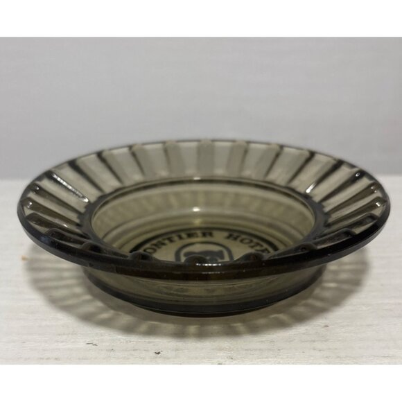 Las Vegas Ashtray Frontier Hotel Vintage Smoky Glass Ribbed Design 4.5" - Picture 4 of 8
